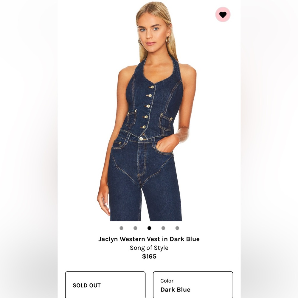 Song of Style- Jaclyn Western Vest in Dark Blue Size Medium
